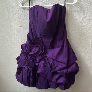Jessica McClintock Strapless Short purple Cocktail Party dress Rosette womens 6